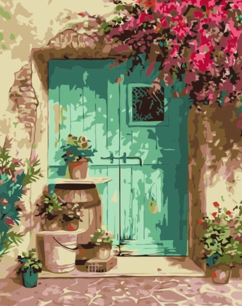 Paint By Numbers Blomster Dörr 40x50