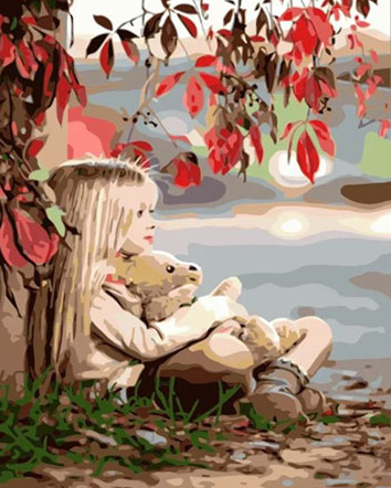 Paint By Numbers Girl And Teddybear 40x50