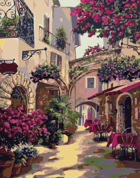 Paint By Numbers Medelhavs Café 40x50