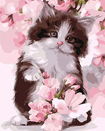 Paint By Number Flowertree Cat 40x50