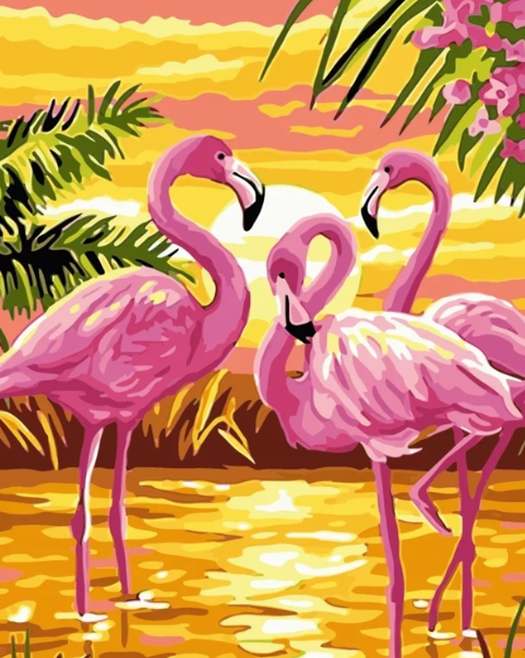 Paint By Numbers Flamingo Sunset 40x50