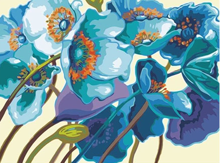 Paint By Numbers Blue Poppy 40x50