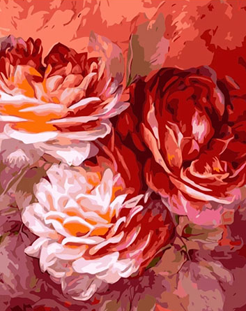 Paint By Numbers Red Peonys 40x50