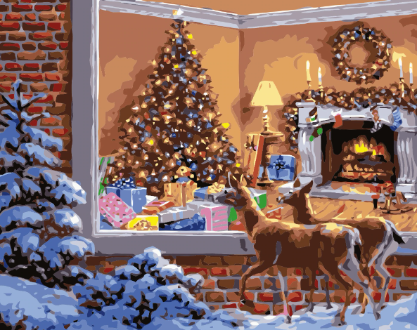 Paint By Numbers Christmas Deers 40x50