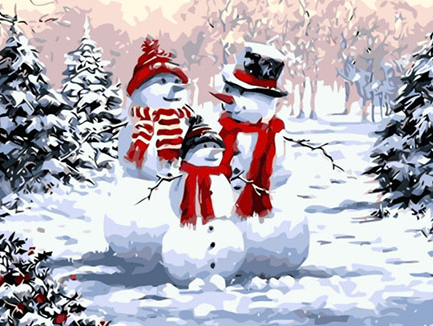 Paint By Numbers Snögubbefamilj 40x50