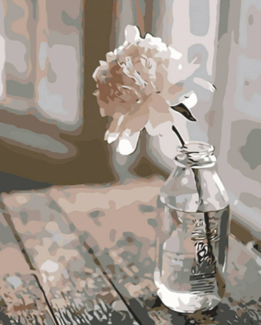 Paint By Numbers Vit Pion I Glasflaska 40x50
