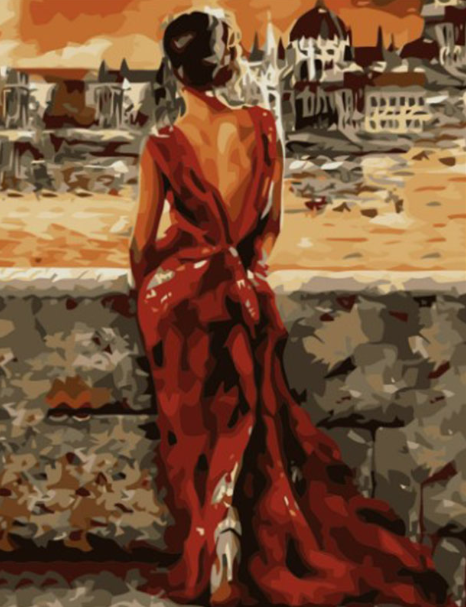 Paint By Numbers Lady In Red Dress 40x50