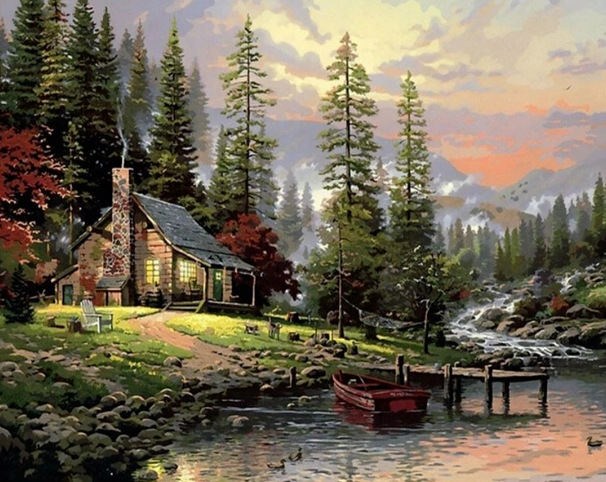 Paint By Numbers Stugan I Skogen 40x50