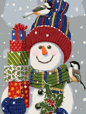Paint By Numbers Snögubbe Med Paket 40x50