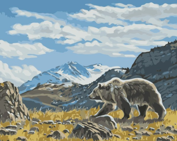 Paint By Numbers Mountain Bear 40x50