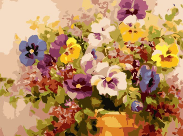 Paint By Numbers Vårblommor I Kruka 40x50