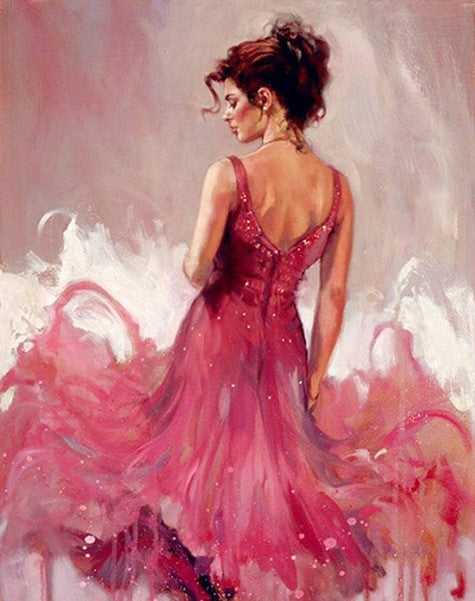 Diamond Painting Woman Pink Dress*