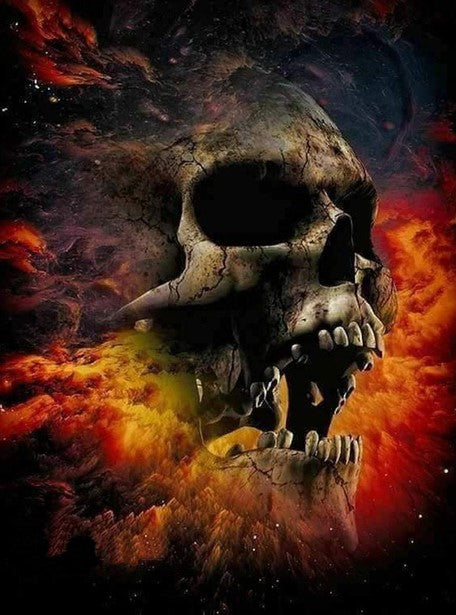 Diamond Painting AB Drills Skull On Fire*