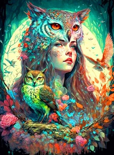 Diamond Painting Owl Girl*