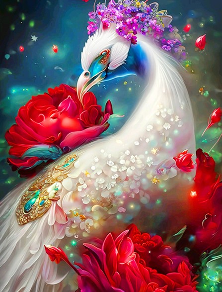 Diamond Painting AB Drills Flower Peacock*