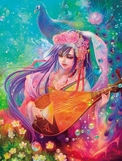 Diamond Painting AB Drills Geisha And Peacock*