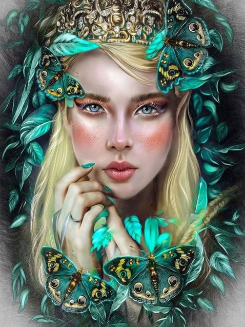 Diamond Painting Beauty Green Butterflies*