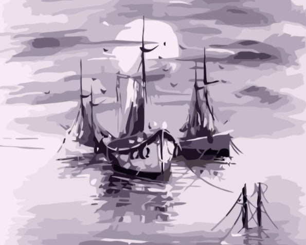 Paint By Numbers Moon Ships 40x50*