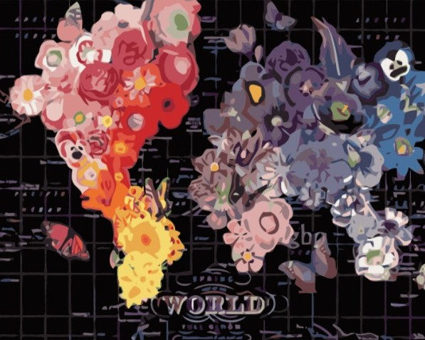 Paint By Numbers Flower Map 40x50*