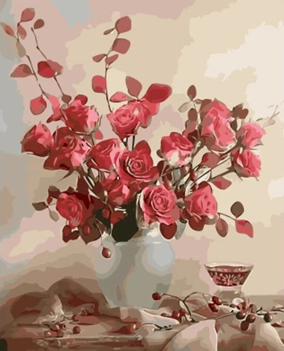 Paint By Numbers Pink Roses 40x50*