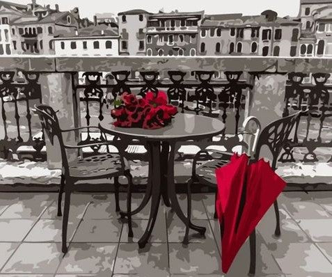 Paint By Numbers Red Umbrella 40x50*