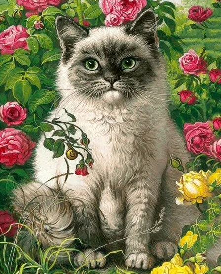 Diamond Painting AB Drills Katt Rosenbuske*