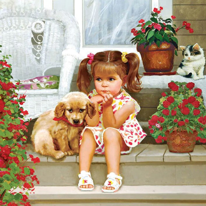 Diamond Painting Flicka Med Husdjur*