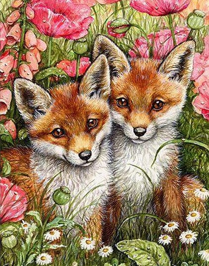 Diamond Painting AB Drills FoxPuppies*