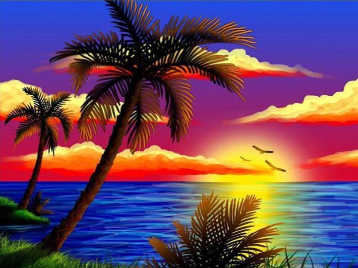Diamond Painting AB Drills Exotic Sunset*