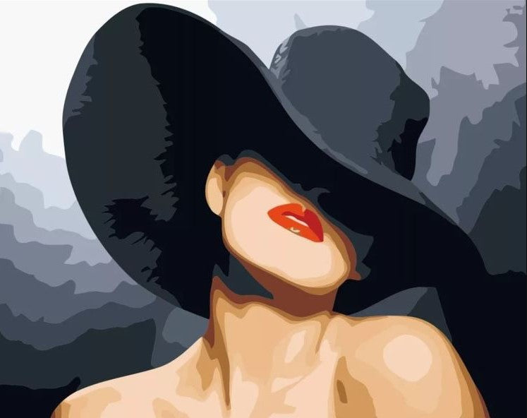 Paint By Numbers Lady In Black Hat 40x50*