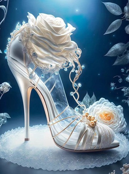 Diamond Painting Shoe White Rose*