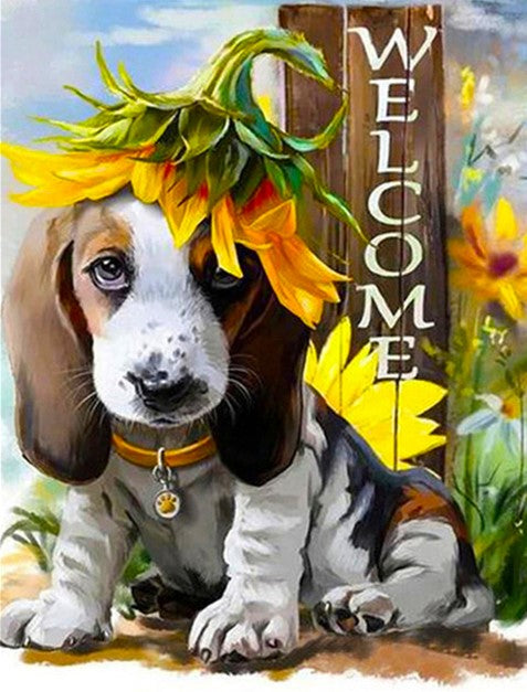 Diamond Painting Welcome Dog*