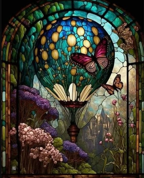 Diamond Painting AB Drills Window Butterflies*