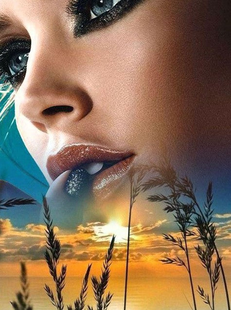 Diamond Painting Woman Sunset*