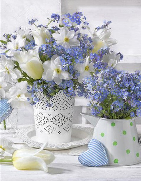 Diamond Painting Blomsterbukett Blå*
