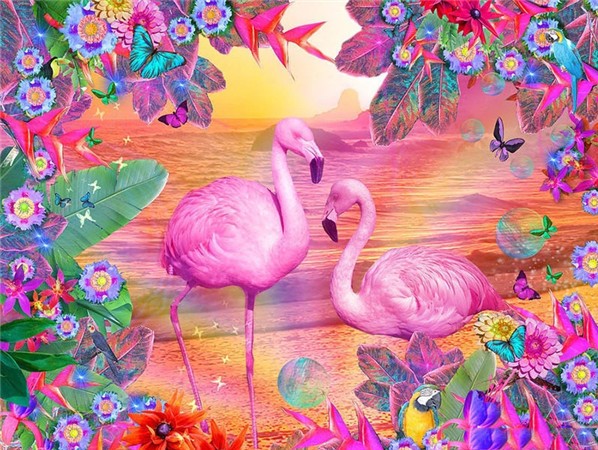 Diamond Painting AB Flamingos*