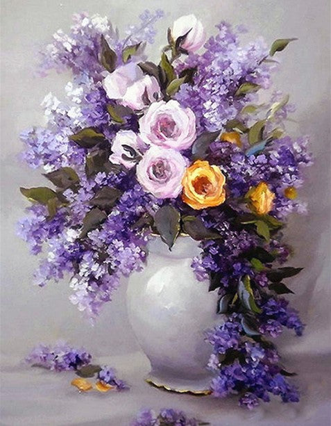 Diamond Painting Lila Blomsterbukett*
