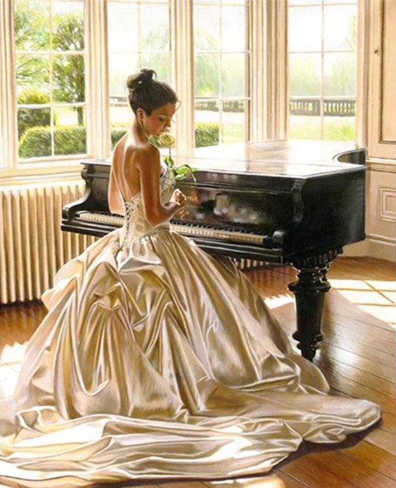 Diamond Painting Brud Vid Piano*