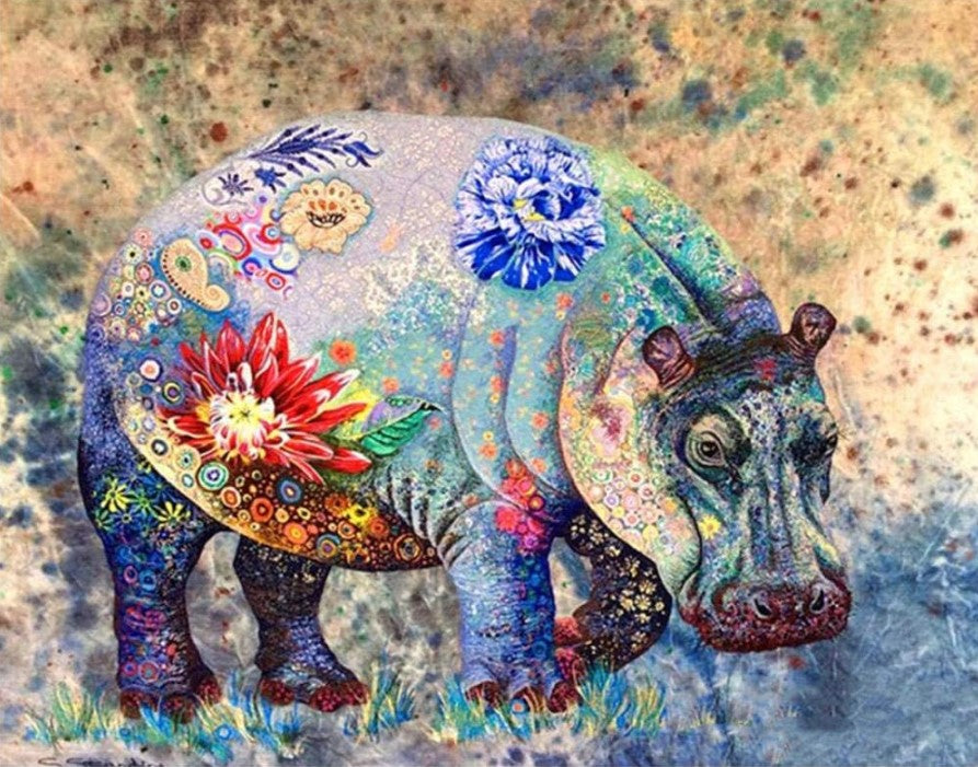 Diamond Painting Flower Hippo*
