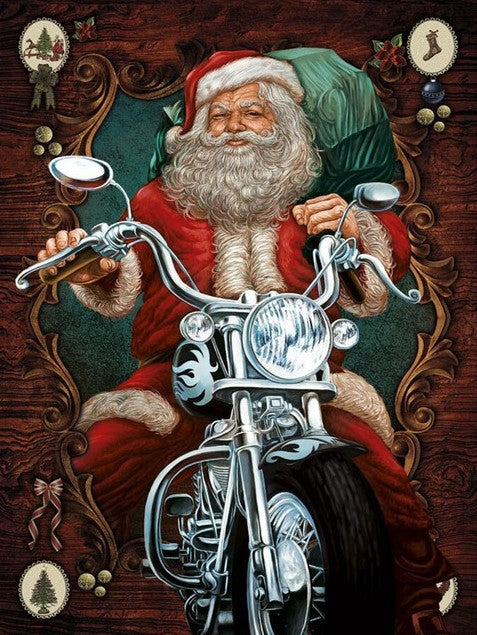 Diamond Painting Tomte På Motorcykel*