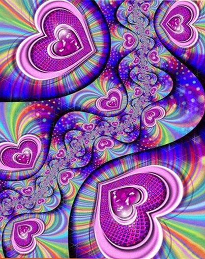 Diamond Painting AB Drills Abstract Hearts*