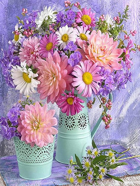 Diamond Painting AB Drills Blommor I Kanna*