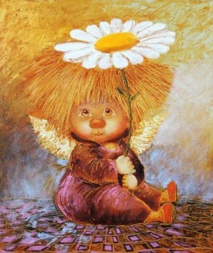 Diamond Painting Trollängel Med Blomma*