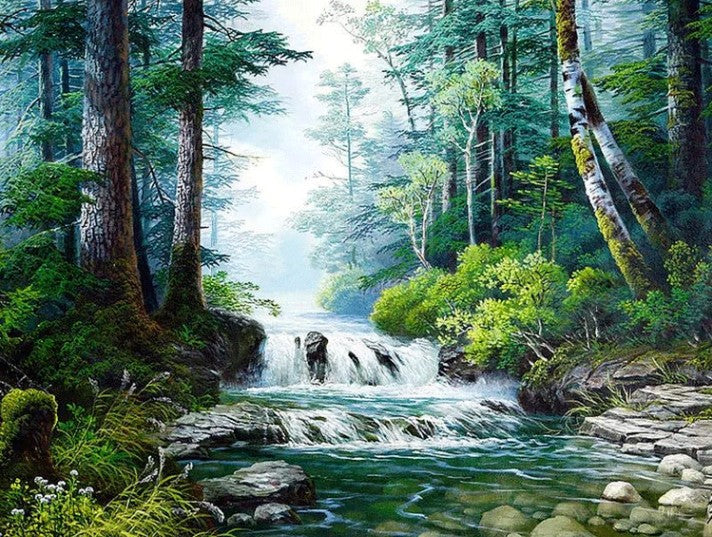 Diamond Painting Skogsvattenfall*