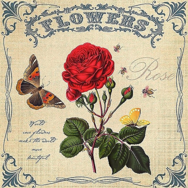 Diamond Painting Red Rose Butterflies*