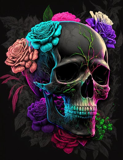 Diamond Painting Skull Flowers*