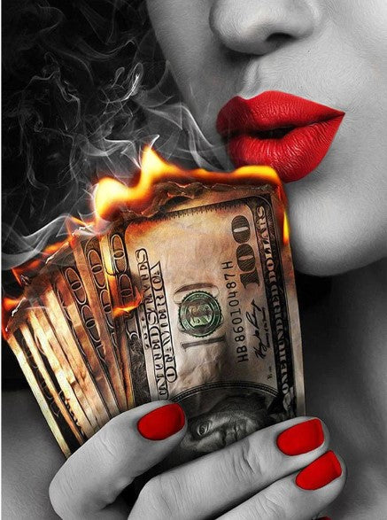 Diamond Painting Burning Dollars*