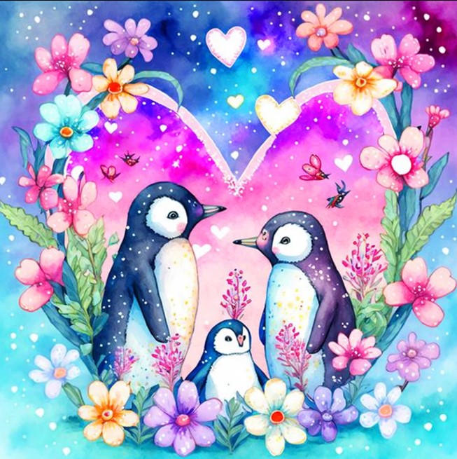 Diamond Painting Penguin Family*