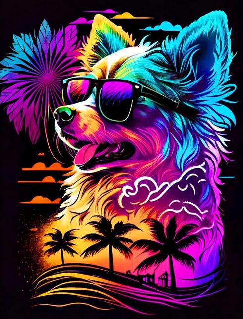 Diamond Painting AB Drills Dog Summer Vibes*