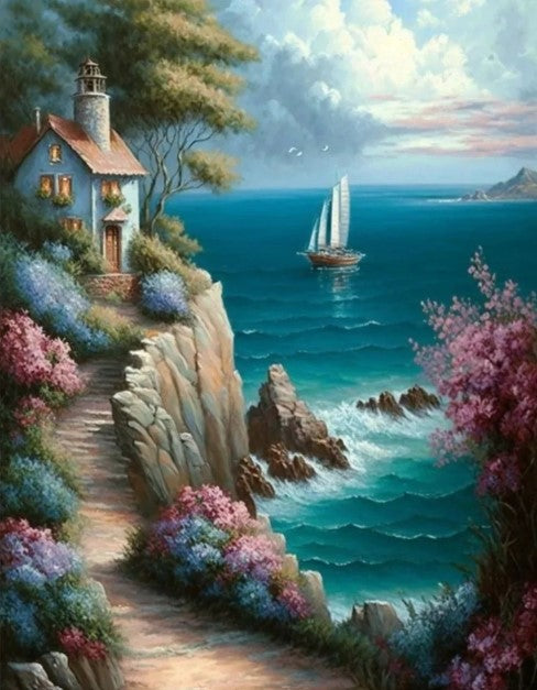 Diamond Painting Stuga Vid Havet*